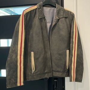 Men washed grey Leather jacket